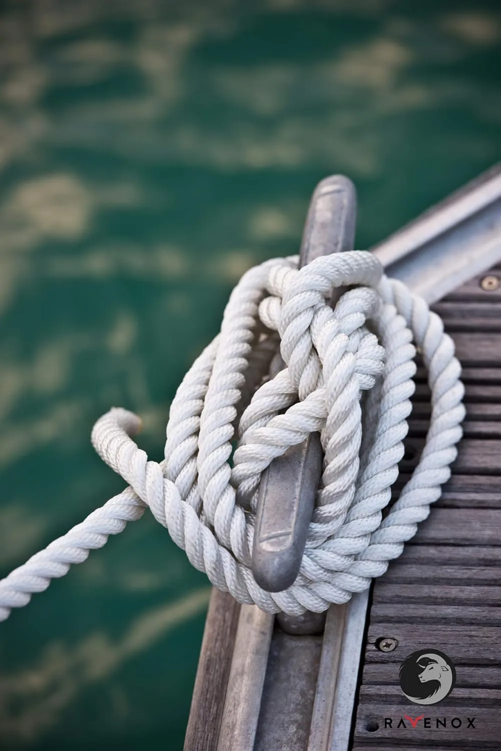 Ravenox Twisted Polyester Rope | (White)(1/4-in x 25-ft) | Made in The USA | for All Your Commercial Lifting, Pulling, Rigging, Towing, Securing, Tie-Down Needs | Low Stretch, Chemical Resistant