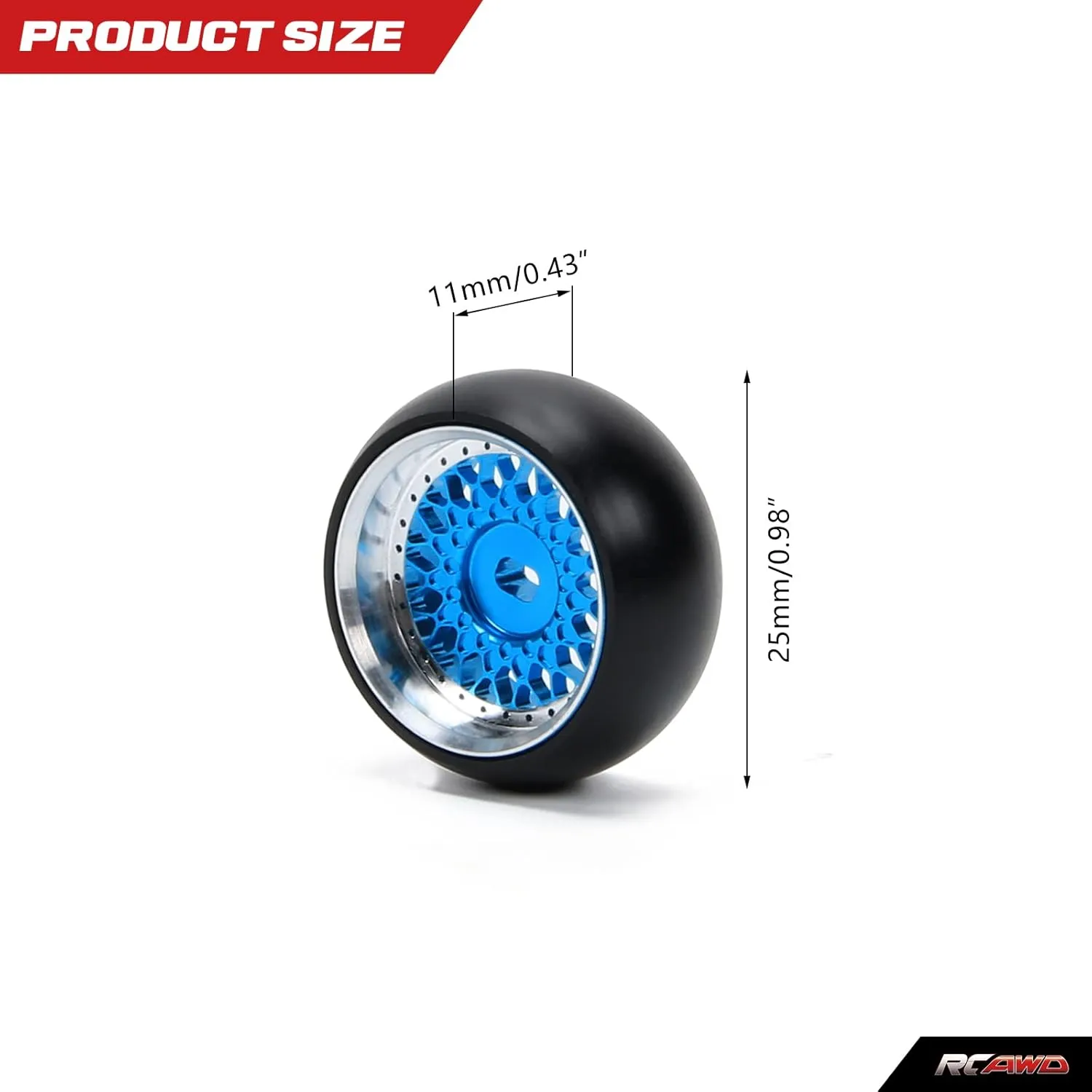 RCAWD Rim Wheel Classic Drift Tire for 1/28 Wltoys K969 K989 P929 Rally Kyosho Mini-Z Mini-Q Mini-D Upgrades, No More Glue RC Wheel Parts Blue