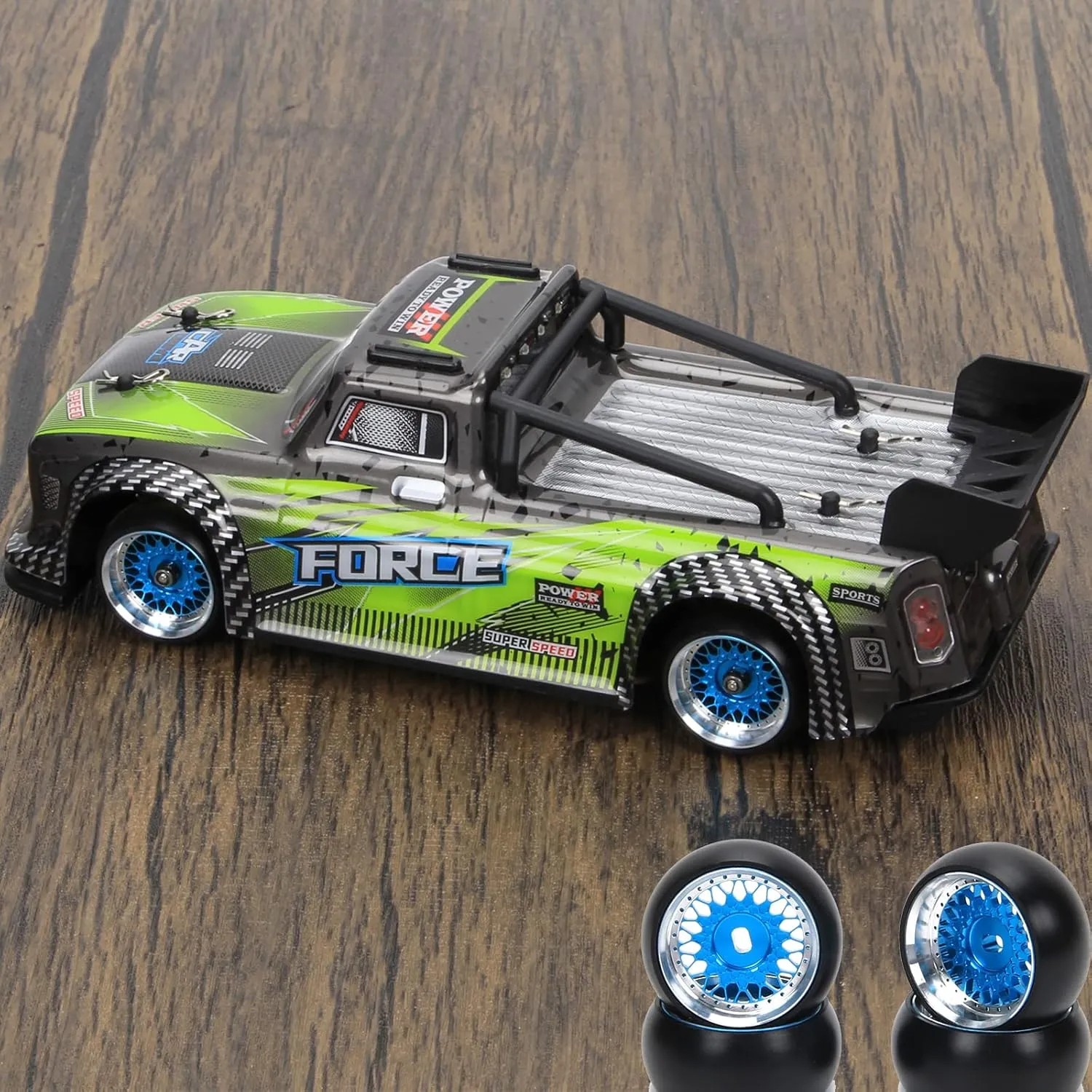RCAWD Rim Wheel Classic Drift Tire for 1/28 Wltoys K969 K989 P929 Rally Kyosho Mini-Z Mini-Q Mini-D Upgrades, No More Glue RC Wheel Parts Blue