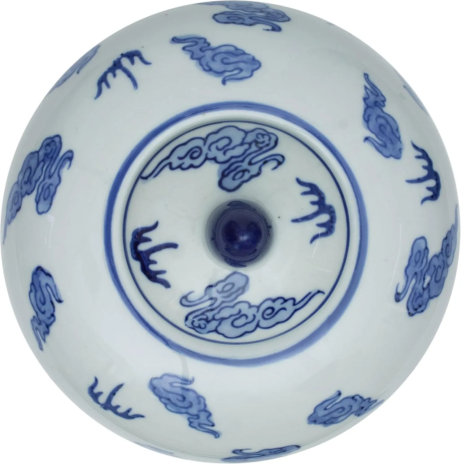 Red Lantern 11" Dragon Blue & White Porcelain Vase Jar