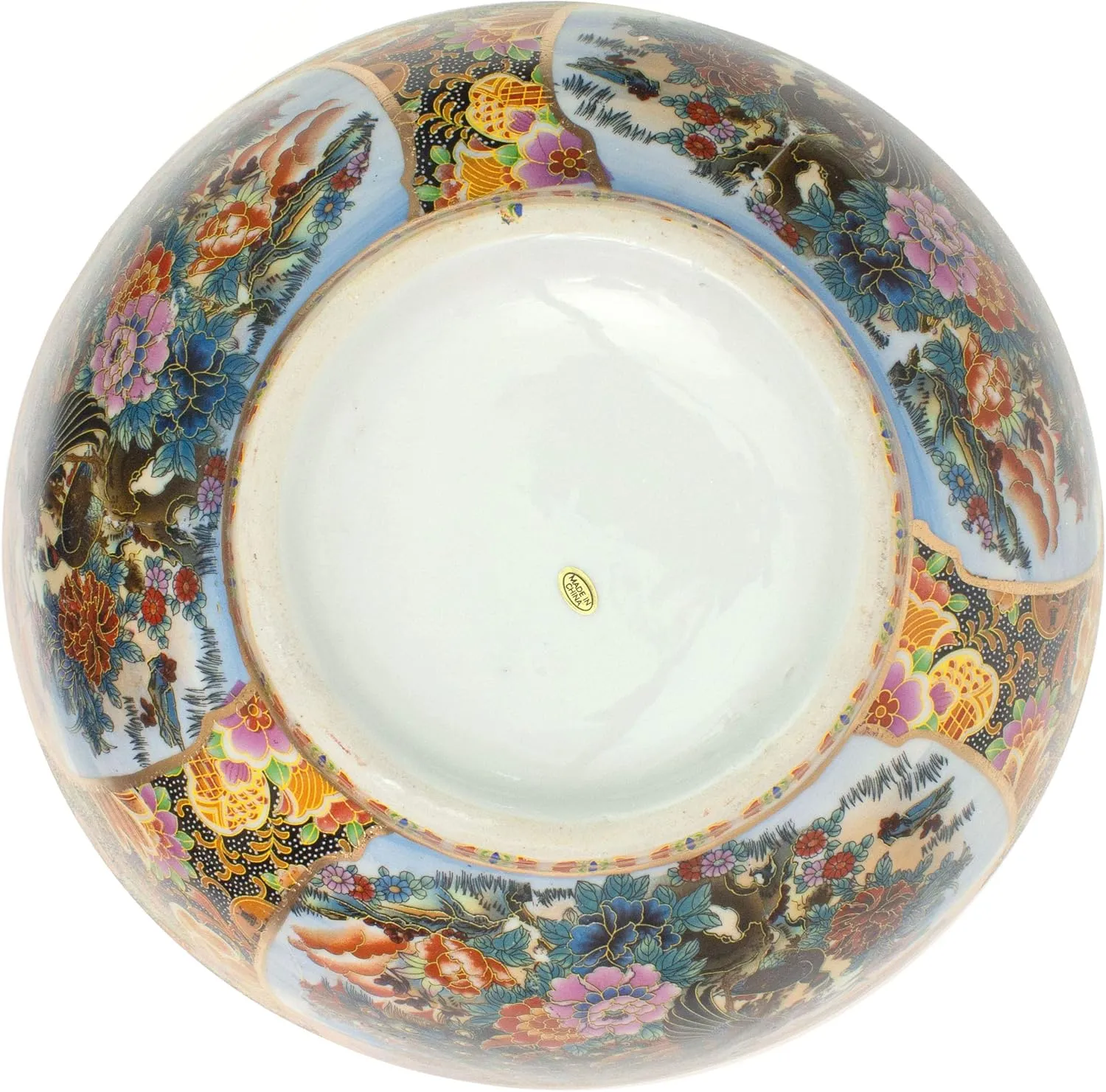 Red Lantern 14" Satsuma Ladies & Peacock Porcelain Bowl