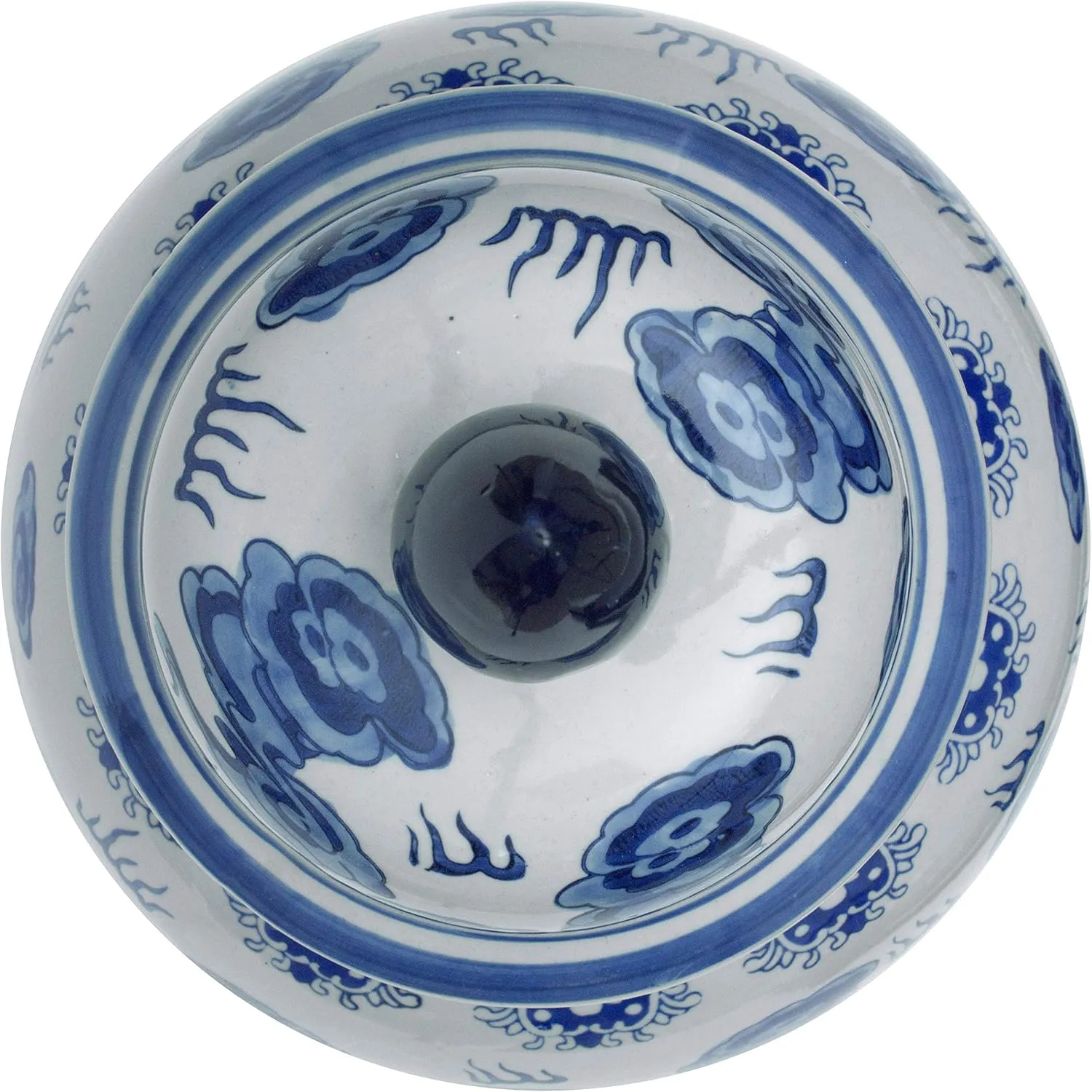 Red Lantern 18" Dragon Blue & White Porcelain Temple Jar