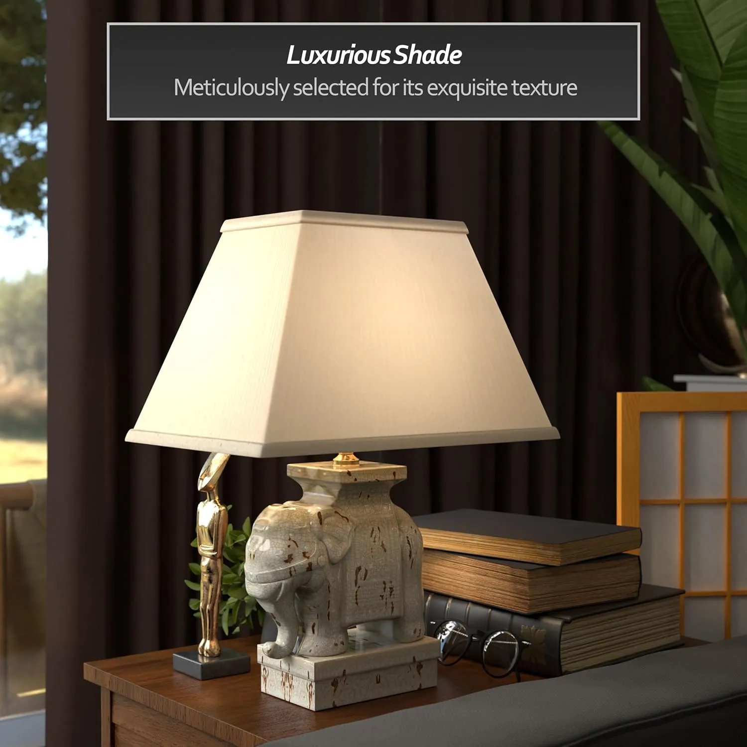 Red Lantern 22" Ivory Elephant Lamp