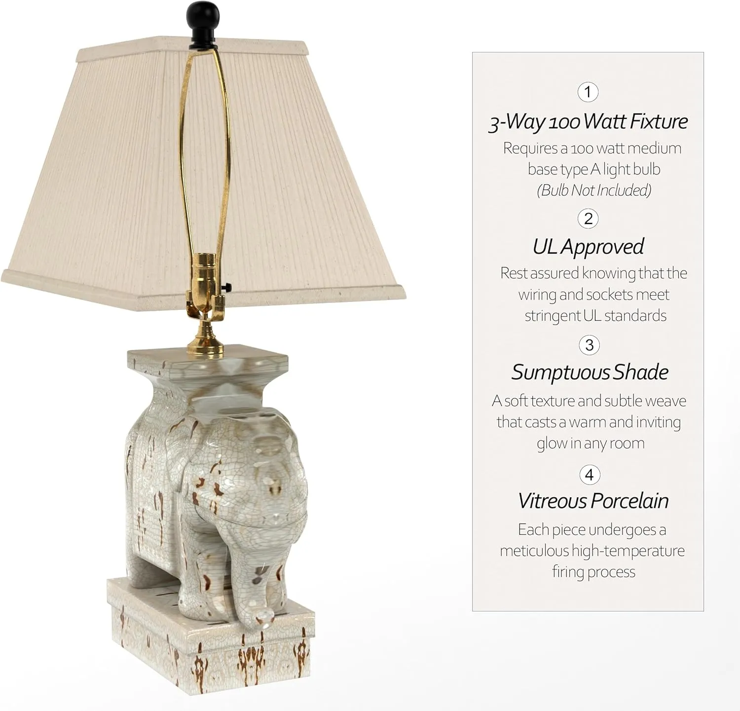 Red Lantern 22" Ivory Elephant Lamp