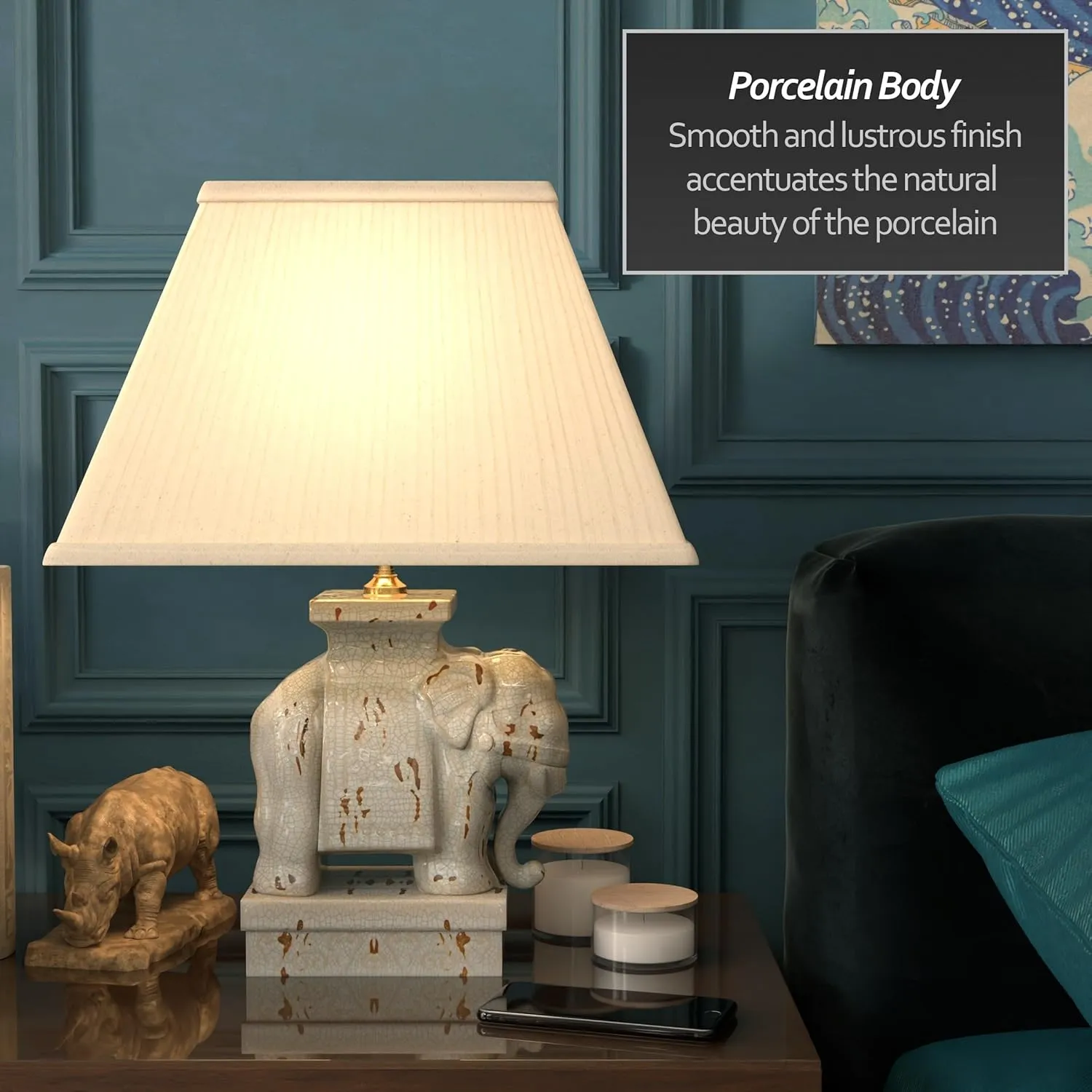 Red Lantern 22" Ivory Elephant Lamp