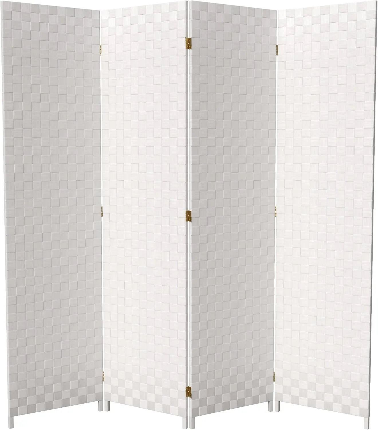 Red Lantern 6 ft. Tall Woven Fiber Outdoor All Weather 4 Panel-White Room Divider