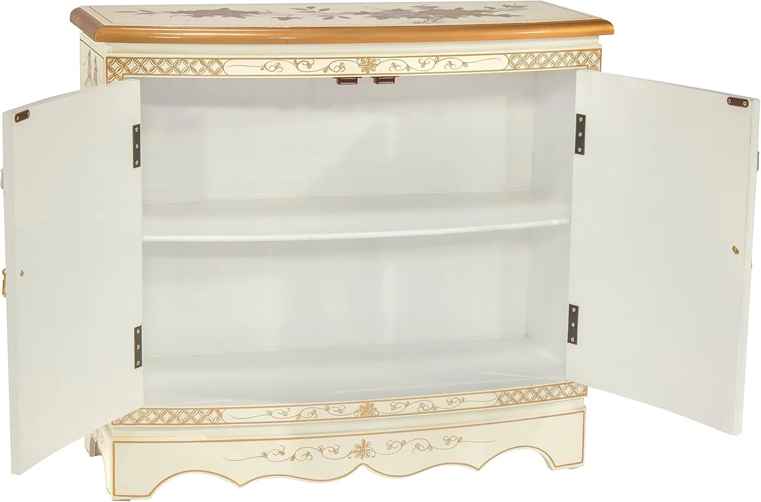 Red Lantern Artisan Crafted White Lacquer Hall Cabinet - Royal Ladies