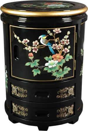 Red Lantern Japanese Black Landscape Stool