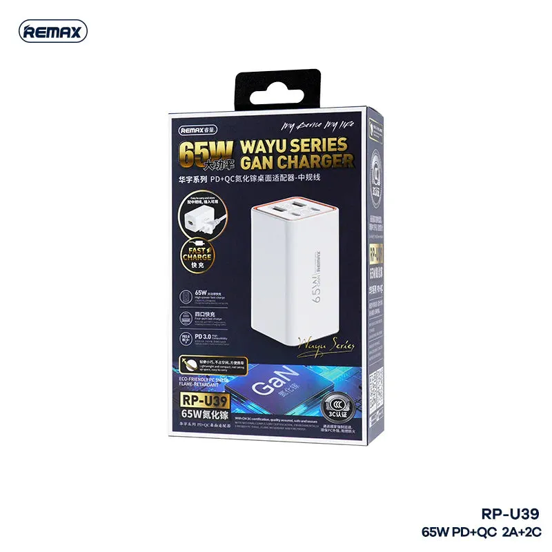REMAX - RP-U39 Wayu Series PD QC Foldable GAN Charger ( 65W ) - White