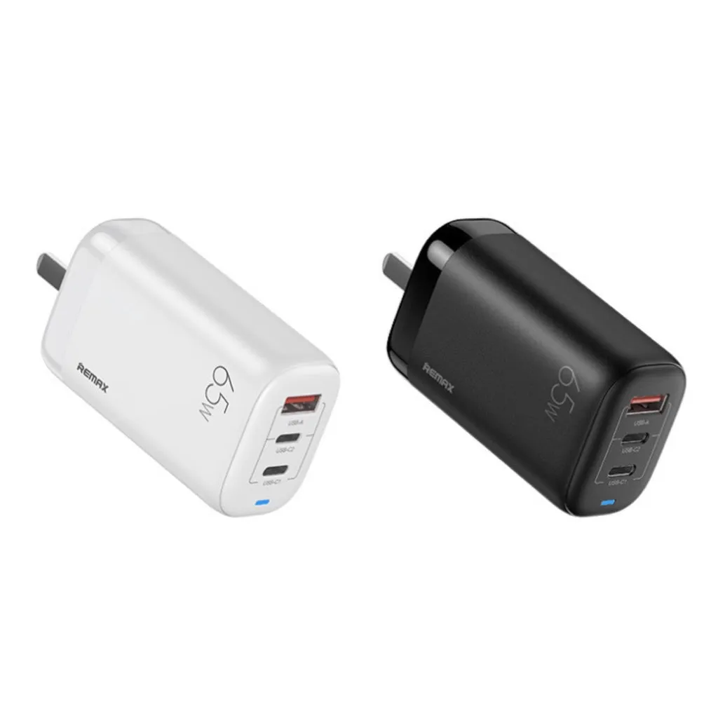 REMAX RP-U55 LIGIL SERIES 65W PD QC GAN MULTI COMPATIBLE FAST CHARGER ONLY (1USB/2 TYPE-C), GAN Charger, PD QC Charger
