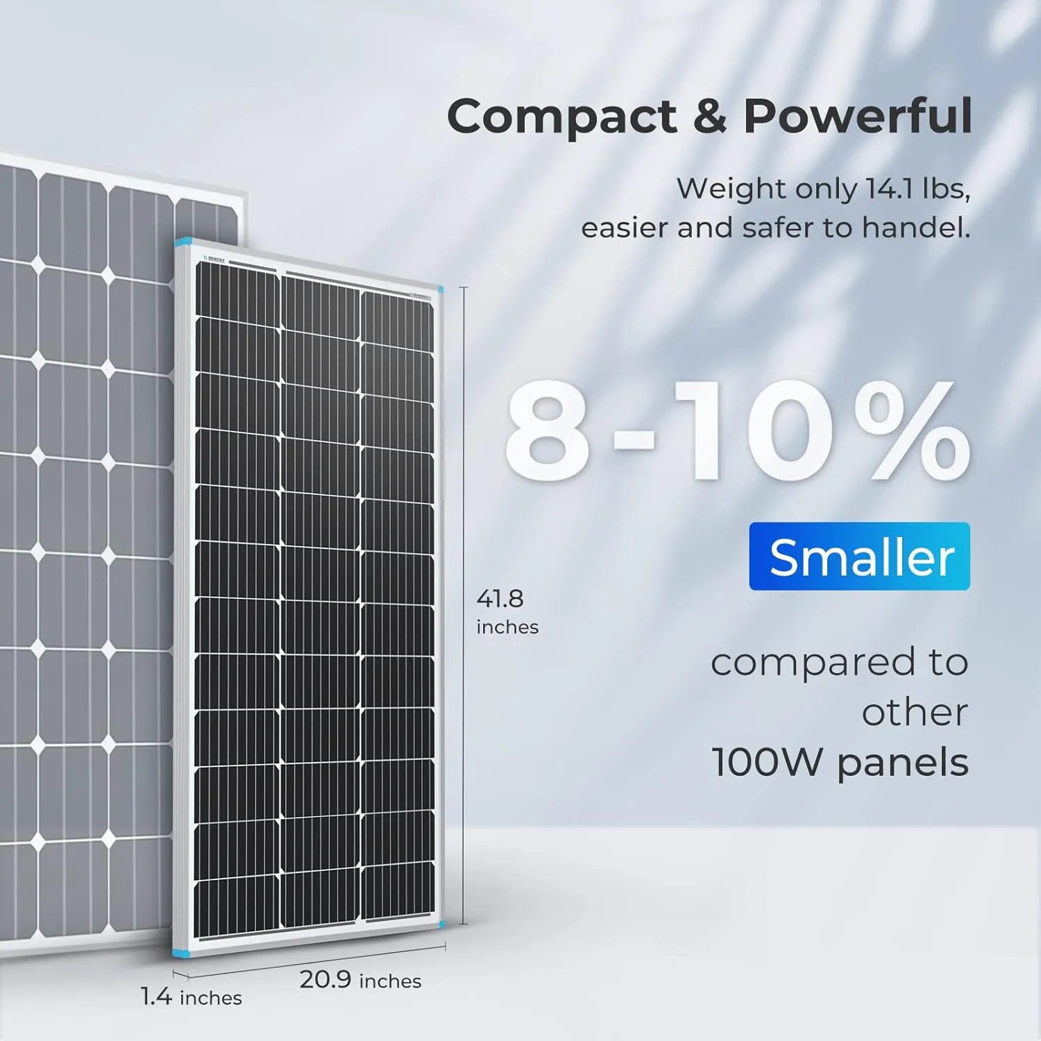 Renogy Solar Panel 100 Watt 12 Volt with Mounting Z Brackets High-Efficiency Monocrystalline PV Module Power Charger for RV Marine Rooftop Farm Battery and Other Off-Grid Applications