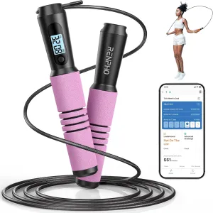 RENPHO Smart Jump Rope - APP Data Storage & Tracking & Analysis, Tangle-Free Jumping Rope for Men, Women, Skipping Rope with Counter, Adjustable workout Jump Ropes for Crossfit, Gym, MMA