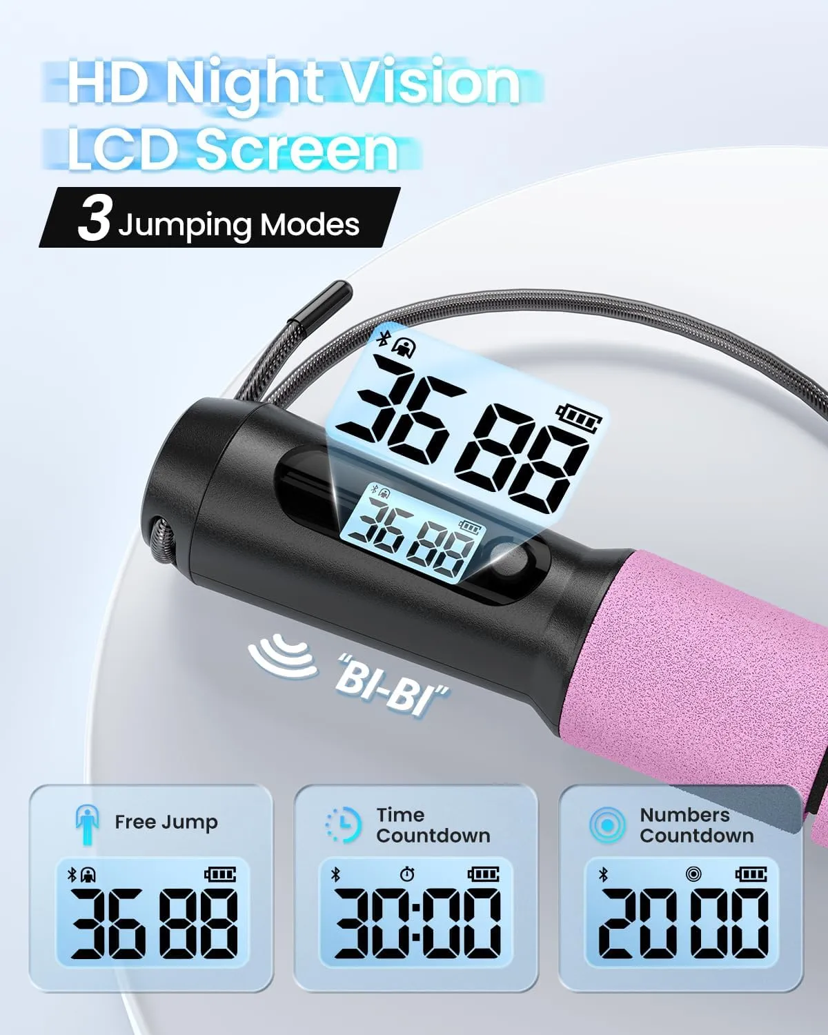 RENPHO Smart Jump Rope - APP Data Storage & Tracking & Analysis, Tangle-Free Jumping Rope for Men, Women, Skipping Rope with Counter, Adjustable workout Jump Ropes for Crossfit, Gym, MMA