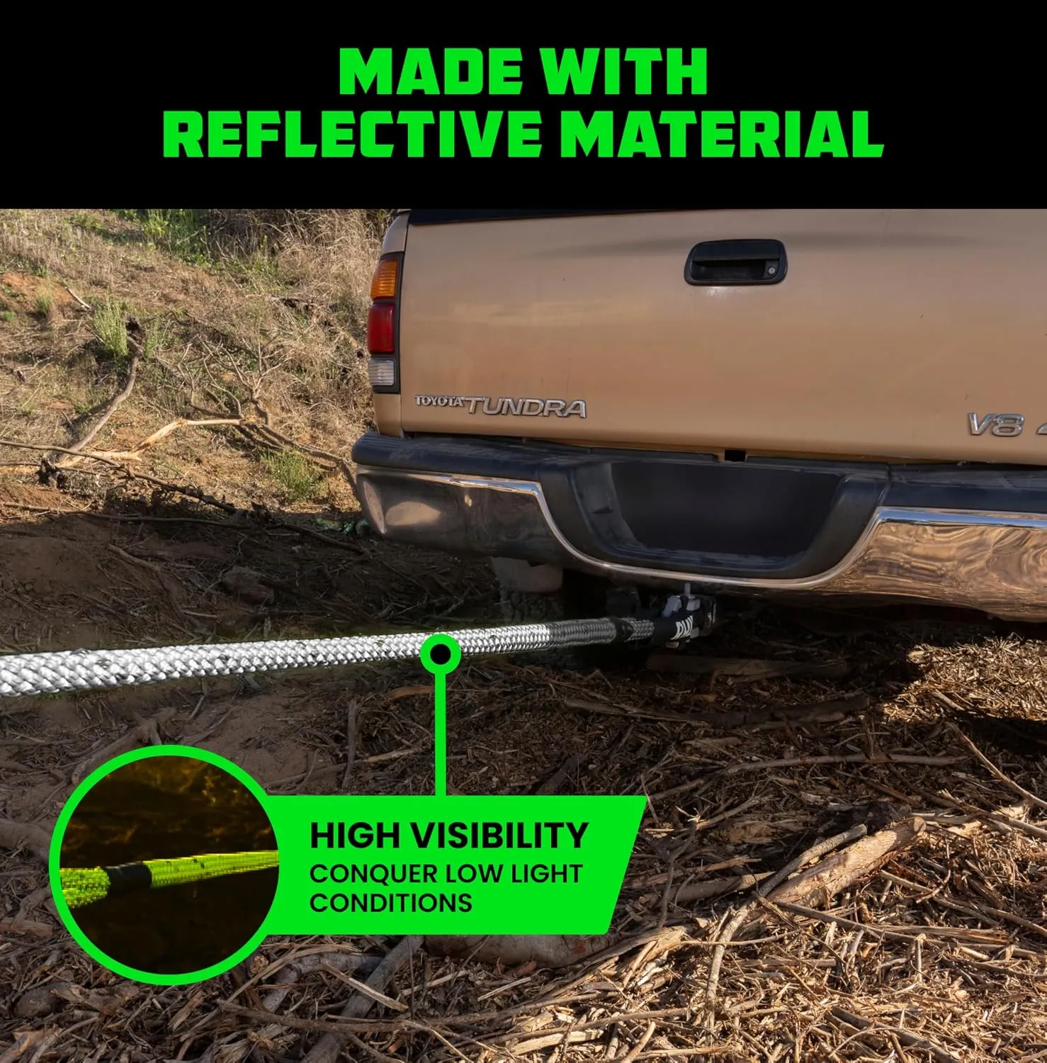 Rhino USA Kinetic Recovery Tow Rope Heavy Duty Offroad Snatch Strap for UTV, ATV, Truck, Car, Tractor - Ultimate Elastic Straps Towing Gear - Backed for Life! (1" x 30' Gray)