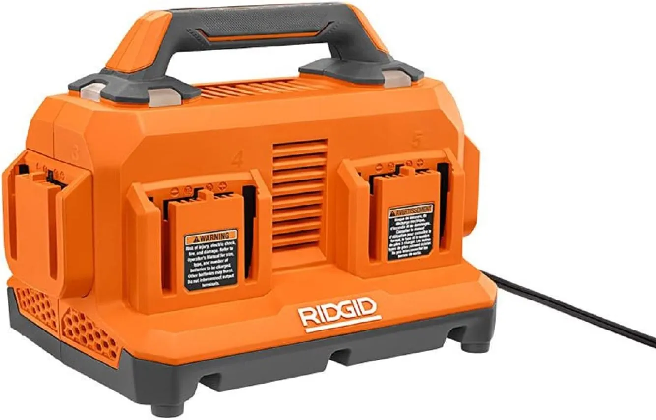 Ridgid 18V Volt 6-Port Sequential Charger 6 at Once, ORANGE