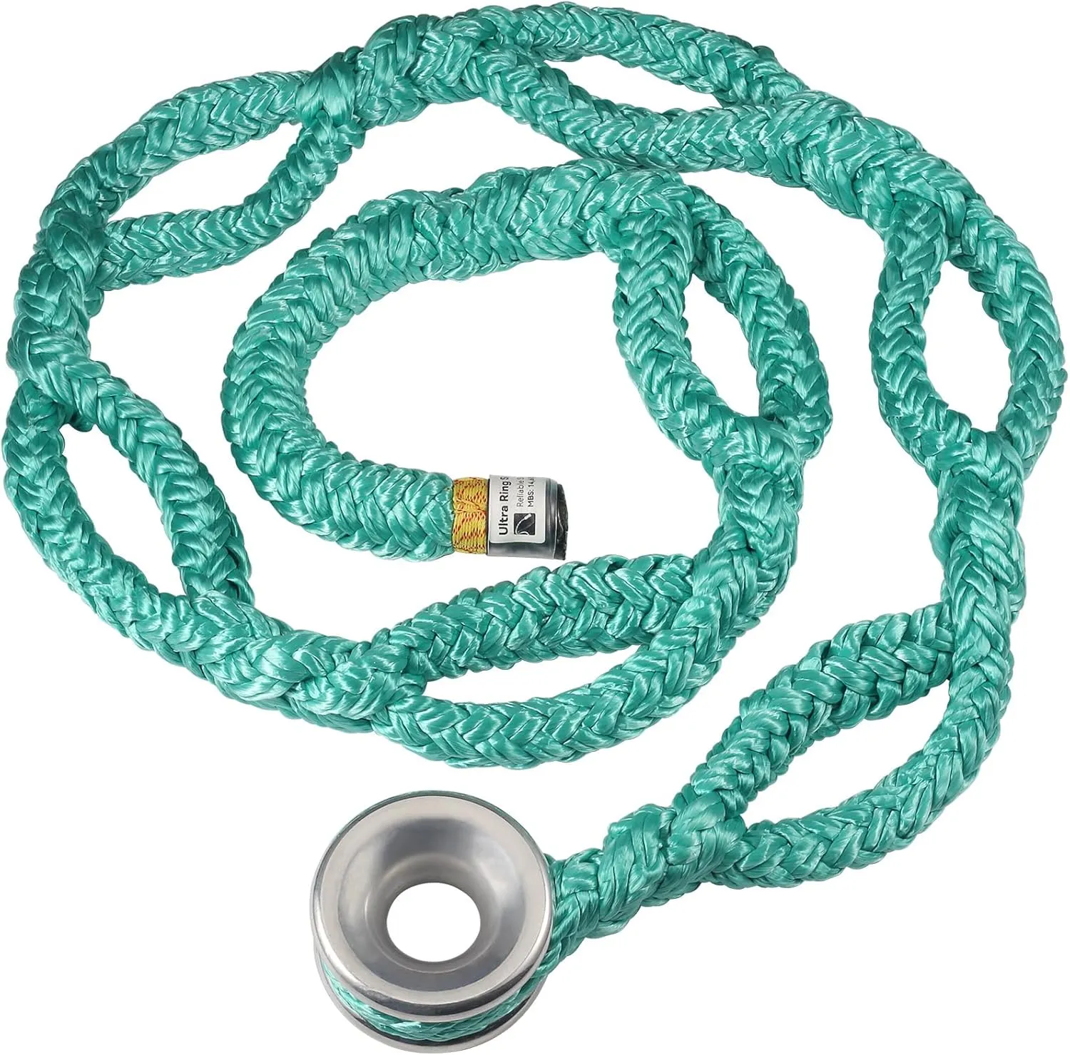 Rigging Ring Sling Rope 40203, 3/4" x 6’ Arborist Rope with #3 Aluminum Ring, 7-Pocket Adjustment Climbing Slings, 14600 lbs MBS