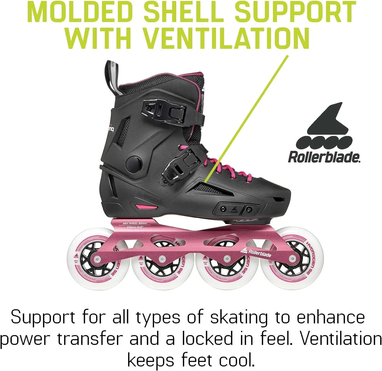 Rollerblade Lightning 90 Women's Urban Inline Skate, Black and Sangria