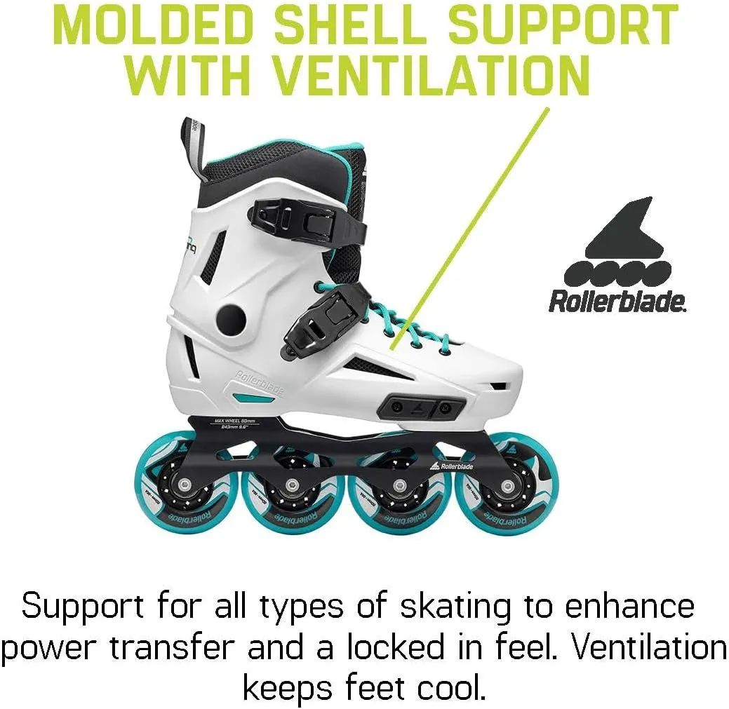 Rollerblade Lightning Women's Urban Inline Skate, White and Aqua
