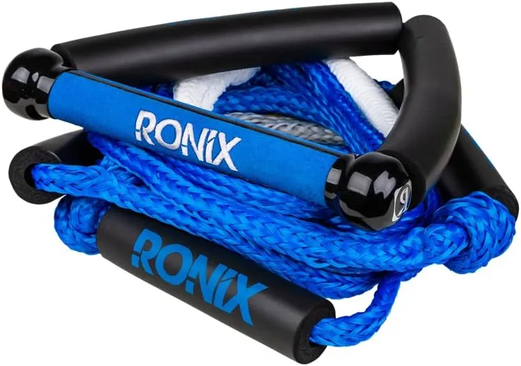 Ronix Bungee Surf Rope, 10 in. Handle Hide Grip w/ 25ft. 5-Sect. Rope, Blue