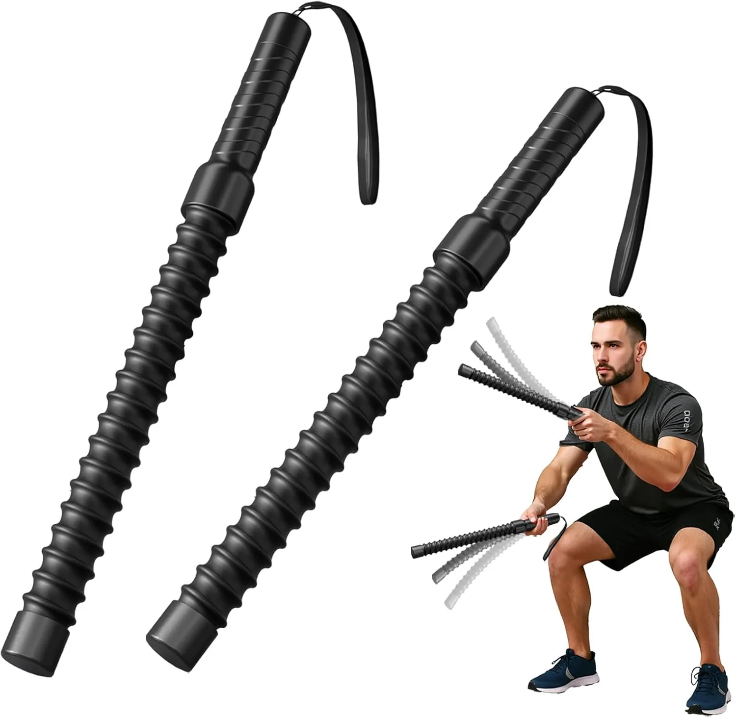 Ropeless Battle Ropes for Exercise Workout Rope, Weighted Battle Rope, Portable Workout Ropes for Home Gym, Exercise Battle Ropes for HIIT Workouts, Low-Impact Cardio Training (2 Ropes)