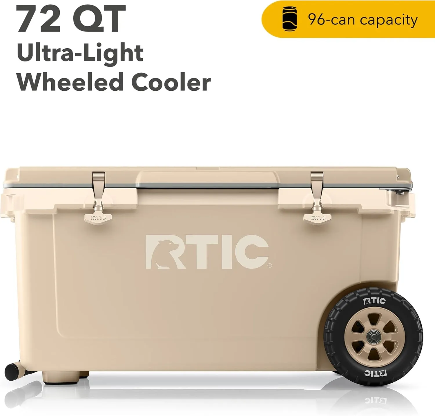RTIC 72 Quart Ultra-Light Wheeled Cooler Hard Insulated Portable Ice Chest Box for Beach, Drink, Beverage, Camping, Picnic, Fishing, Boat, Barbecue, 30% Lighter Than Rotomolded Coolers