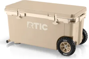 RTIC 72 Quart Ultra-Light Wheeled Cooler Hard Insulated Portable Ice Chest Box for Beach, Drink, Beverage, Camping, Picnic, Fishing, Boat, Barbecue, 30% Lighter Than Rotomolded Coolers