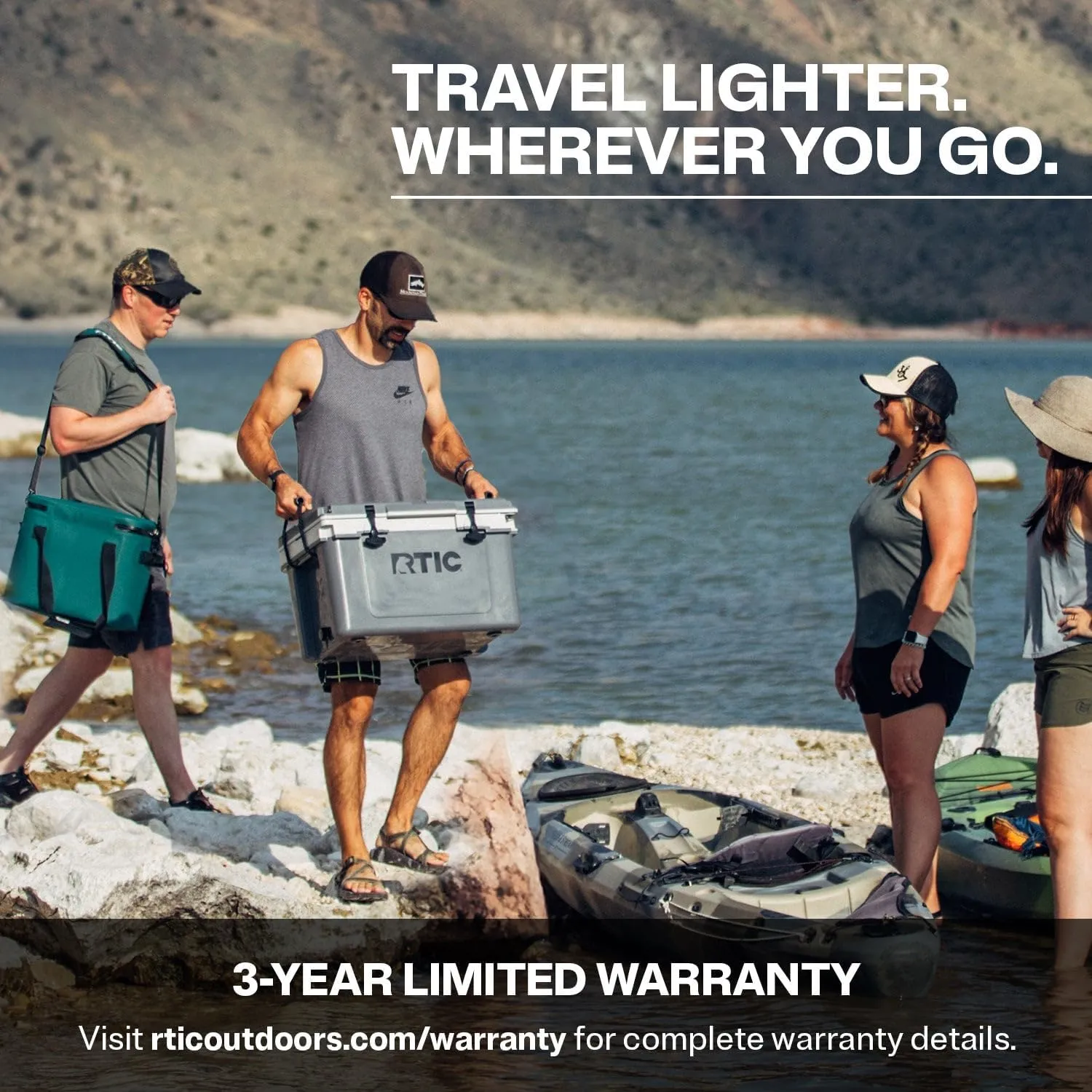 RTIC Ultra-Light 32 Quart Hard Cooler Insulated Portable Ice Chest Box for Drink, Beverage, Beach, Camping, Picnic, Fishing, Boat, Barbecue, 30% Lighter Than Rotomolded Coolers