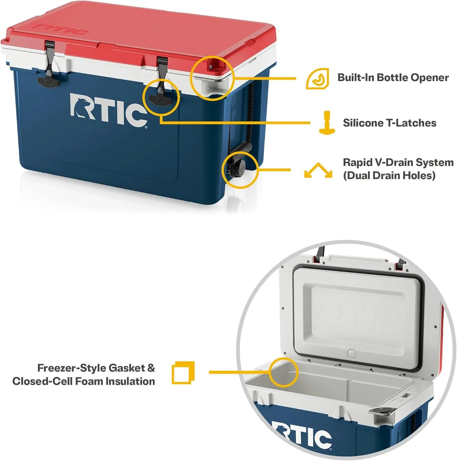RTIC Ultra-Light 32 Quart Hard Cooler Insulated Portable Ice Chest Box for Drink, Beverage, Beach, Camping, Picnic, Fishing, Boat, Barbecue, 30% Lighter Than Rotomolded Coolers