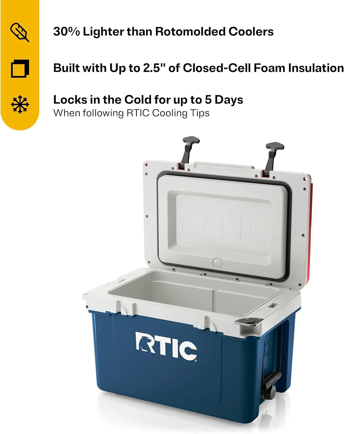 RTIC Ultra-Light 32 Quart Hard Cooler Insulated Portable Ice Chest Box for Drink, Beverage, Beach, Camping, Picnic, Fishing, Boat, Barbecue, 30% Lighter Than Rotomolded Coolers