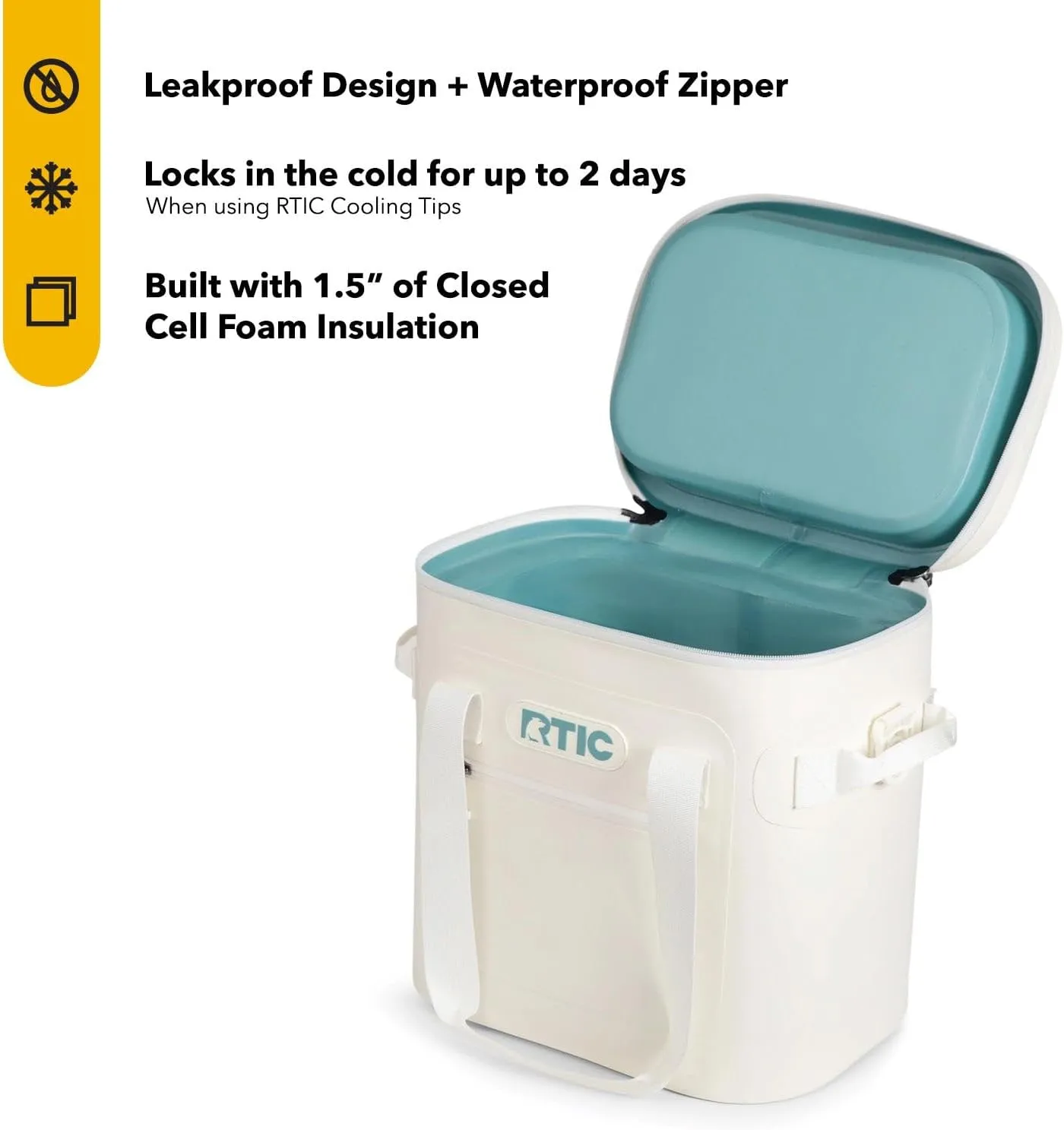 RTIC Ultra-Tough Soft Cooler 20 Can, Insulated Bag Portable Ice Chest Box for Lunch, Beach, Drink, Beverage, Travel, Camping, Picnic, Car, Trips, Floating Cooler Leak-Proof with Zipper