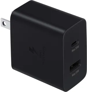 SAMSUNG 35W Dual Port Wall Charger USB C Adapter, Super Fast Charging Block for Galaxy Phones and Devices, Cable Not Included, 2021, US Version, Black