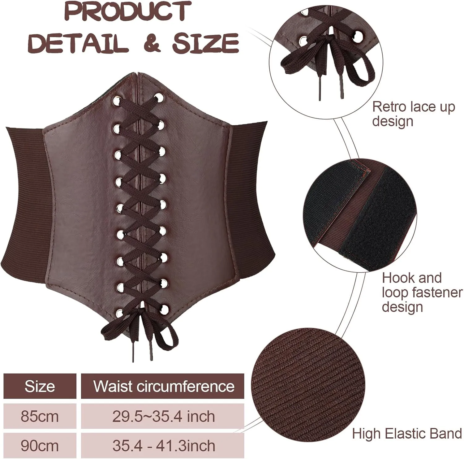 SATINIOR 3 Pieces Women Renaissance Corset Belts with Leather Gauntlets Stretch Elastic Belt for Halloween Women Costume