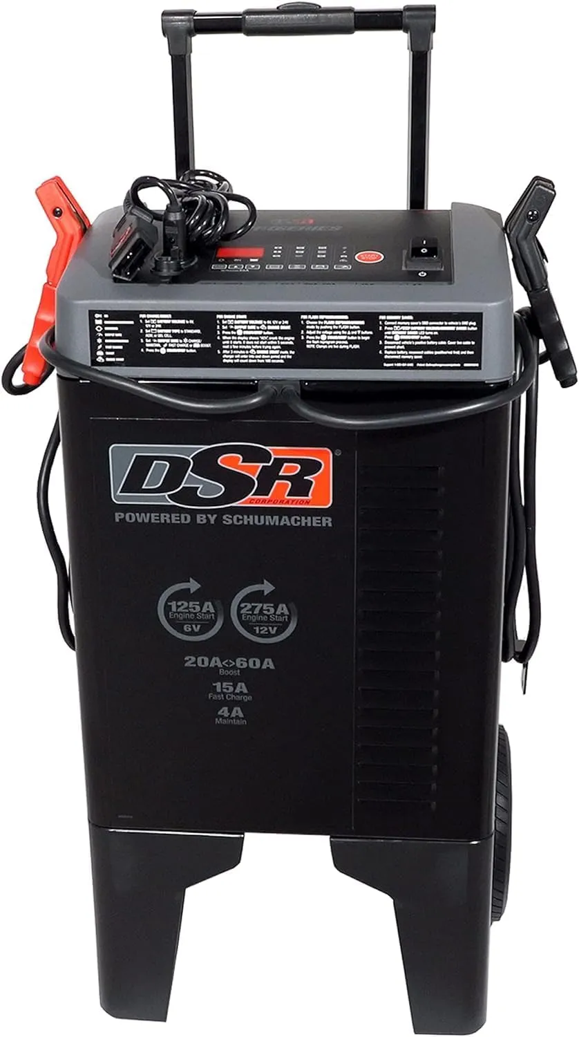 Schumacher Electric DSR122 ProSeries Fully Automatic Car Battery Charger - 125/275 Cranking Amps - 6v / 12v Battery Charger - Fully Automatic Battery Maintainer   Engine Starter