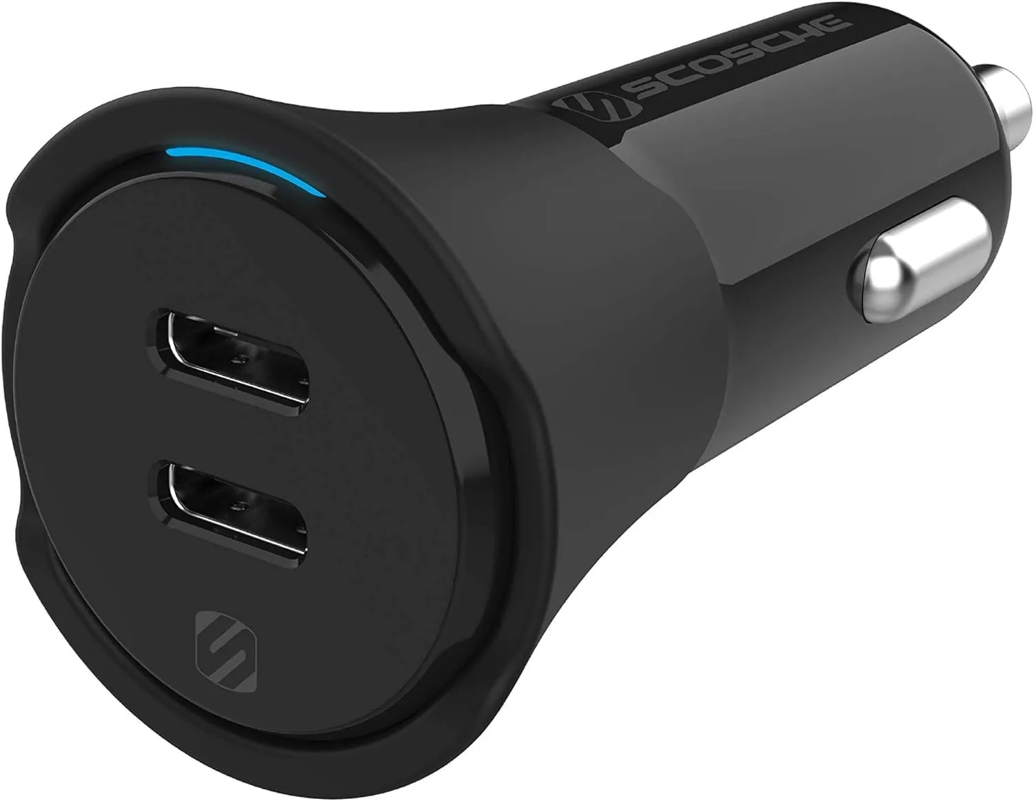 Scosche CPDCC40 PowerVolt 40-Watt Certified USB Type-C Fast Car Charger Power Delivery 3.0 for Standard USB-C Devices, Dual USB-C Charger
