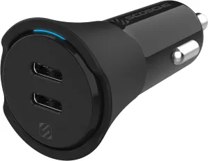 Scosche CPDCC40 PowerVolt 40-Watt Certified USB Type-C Fast Car Charger Power Delivery 3.0 for Standard USB-C Devices, Dual USB-C Charger