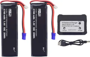 sea jump 2X7.4V 2700mAh 10C Lipo Battery Replacement with 2in1 Battery Charger for Hubsan X4 H501S H501C H501A H501M H501S W H501S pro FPV Quadcopter to Increase The Flight time(40mins)