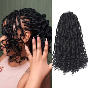 Senegalese Twist Crochet Hair for Black Women Color 2 14 Inch 8 Packs Pre Looped Kinky Twists Crochet Braids with Curly Ends Short 2 Strand Rope Twists (14 Inch,2)