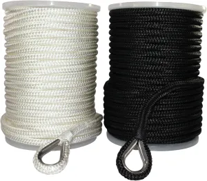 SGT KNOTS Heavy Duty Braided Nylon Cord Rope - Weatherproof Nylon Rope, Multipurpose Utility Cord Line for Outdoor Use, Camping, and Anchoring (1/2" x 150ft, White)