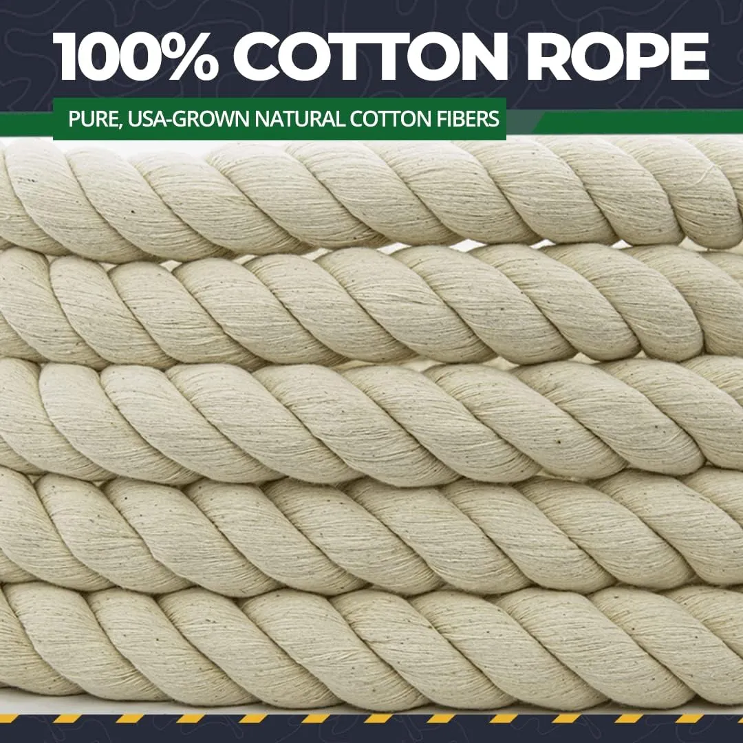 SGT KNOTS Twisted 100% Cotton Rope for DIY Projects, Crafts, Macrame Cord, Commercial, Agricultural - High Strength, Natural (3/8" x 50ft, Natural)