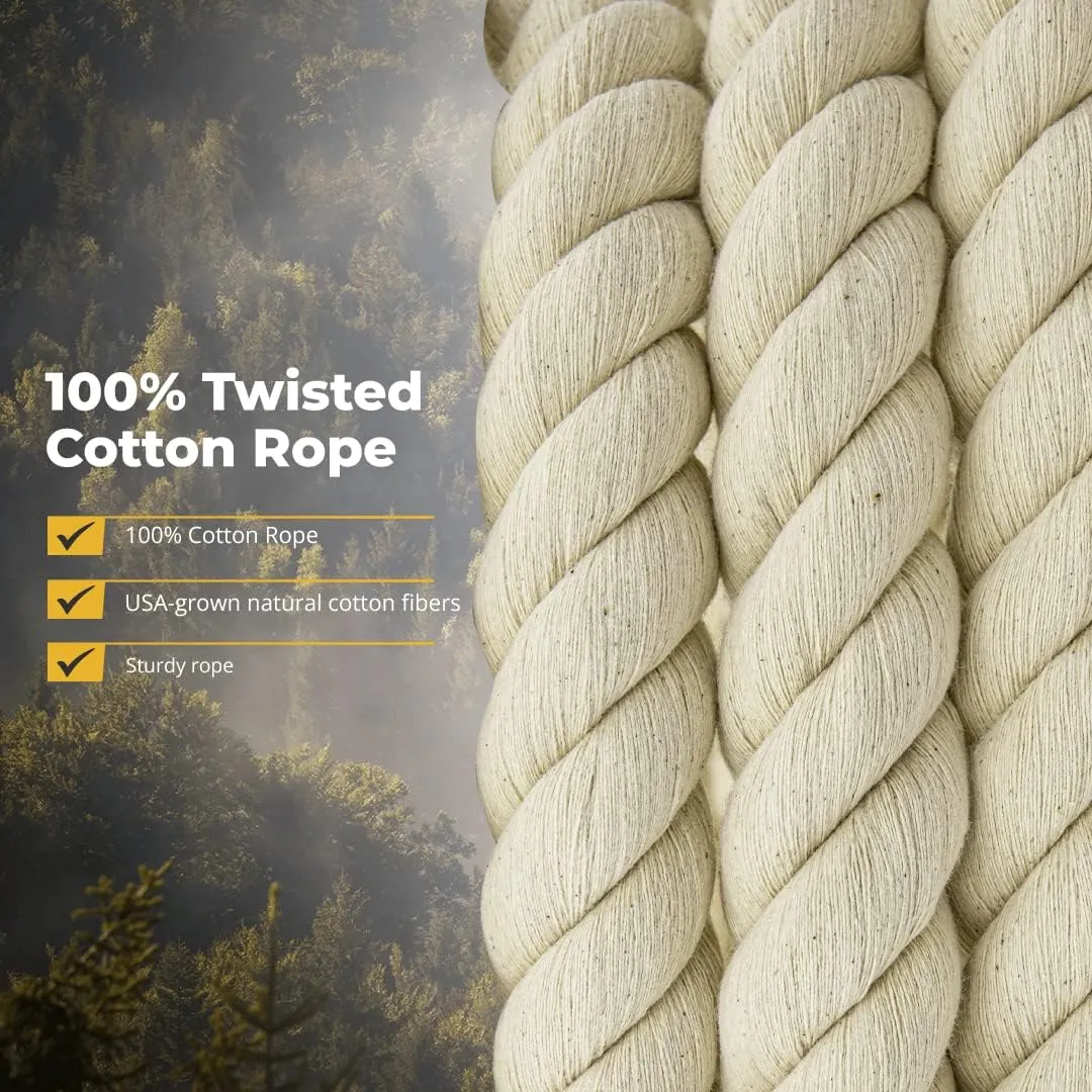 SGT KNOTS Twisted 100% Cotton Rope for DIY Projects, Crafts, Macrame Cord, Commercial, Agricultural - High Strength, Natural (3/8" x 50ft, Natural)