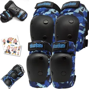 Simply Kids Knee and Elbow Pads with Wrist Guards, HardSoft Pad Tech. - CPSIA Certified Protective Gear Set - Inline Roller Skate Skateboard Bike Knee Pads for Kids Child Girls Boys Toddler Youth