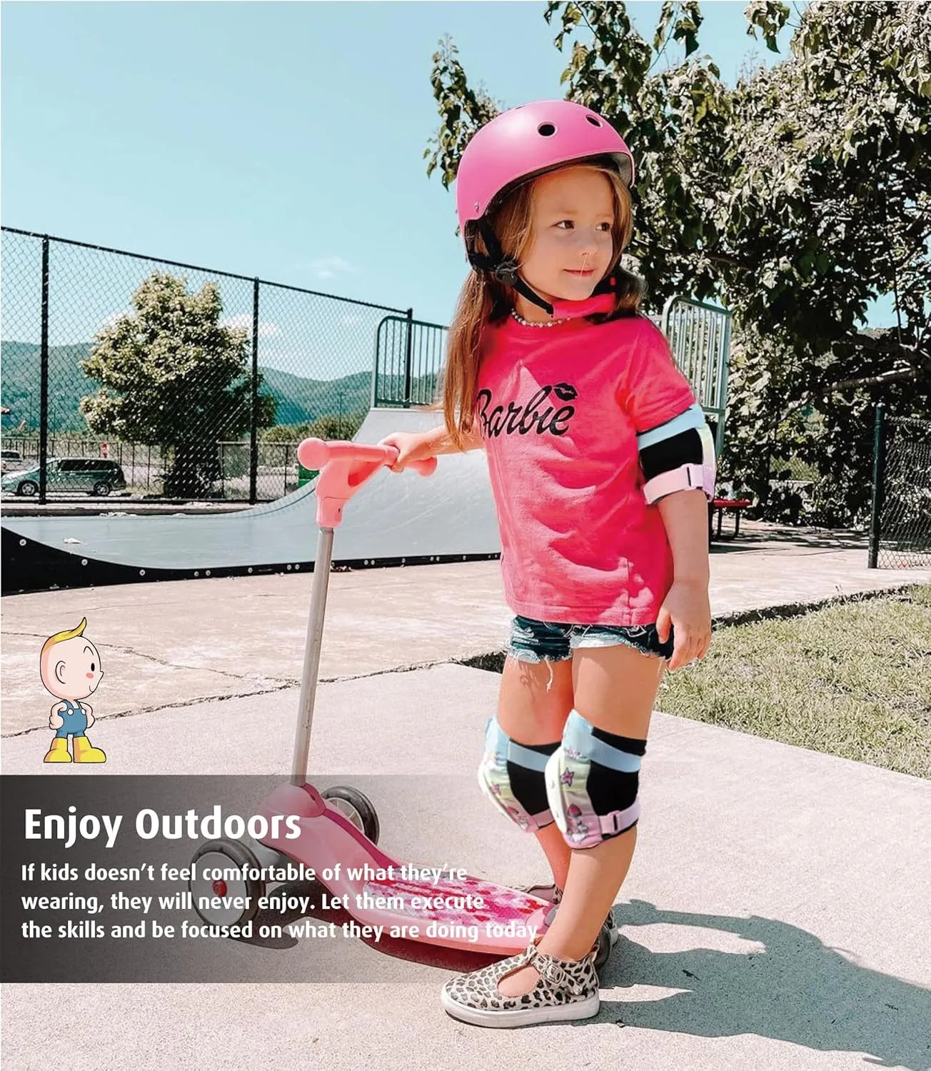 Simply Kids Knee and Elbow Pads with Wrist Guards, HardSoft Pad Tech. - CPSIA Certified Protective Gear Set - Inline Roller Skate Skateboard Bike Knee Pads for Kids Child Girls Boys Toddler Youth