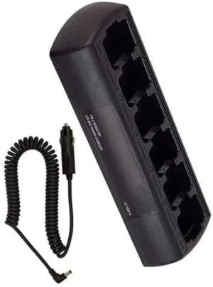 Six Bay Rapid Vehicle Charger for Simoco SRP8010 Rechargeable Two Way Radio (Slim Design)