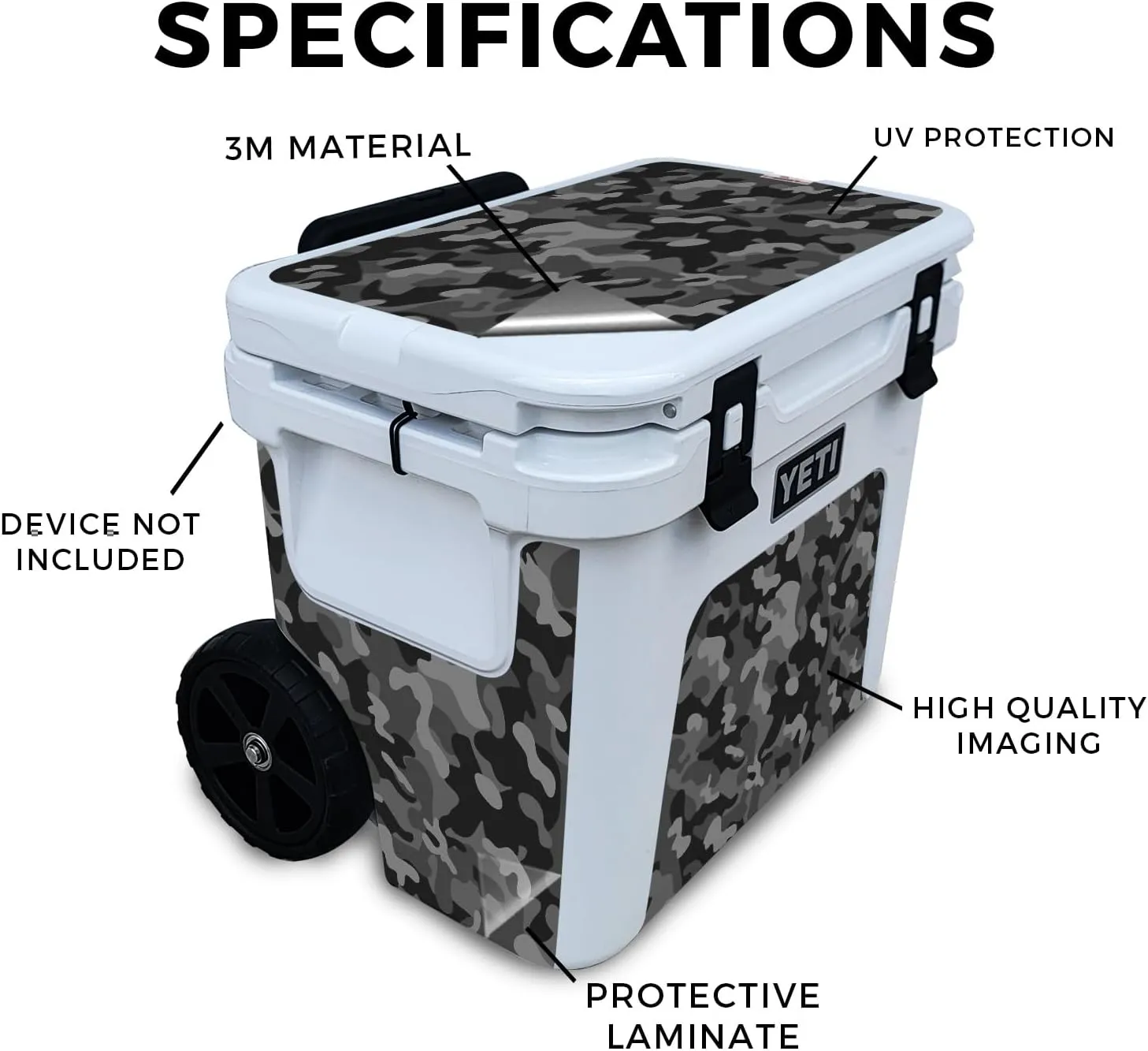 Skin Compatible with Yeti Roadie 32 Wheeled Cooler - Black Camo - Premium 3M Vinyl Protective Wrap Decal Cover - Easy to Apply | Crafted in The USA by MightySkins