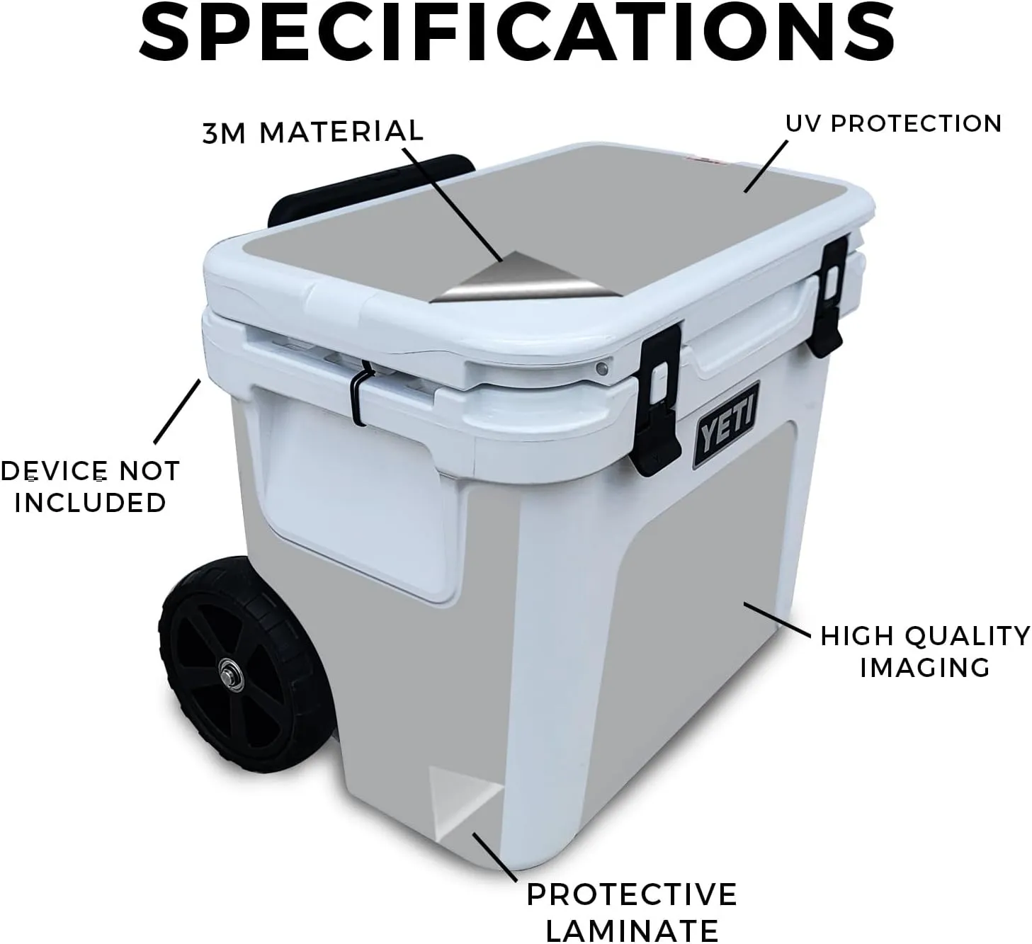 Skin Compatible with Yeti Roadie 32 Wheeled Cooler - Solid Gray - Premium 3M Vinyl Protective Wrap Decal Cover - Easy to Apply | Crafted in The USA by MightySkins