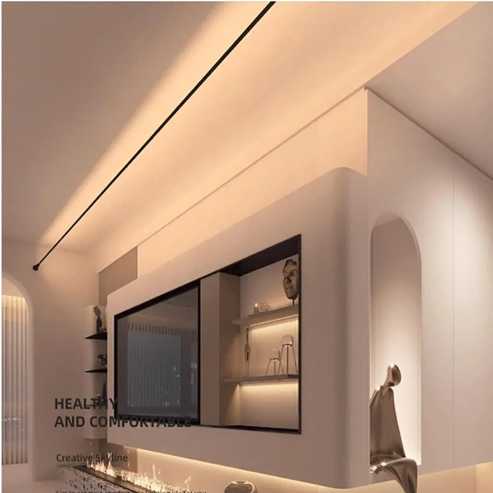 Skyline Steel Strip Light Linear Wall Lamp Strip Family Decoration Steel Bar Villa Aisle Bar DIY Length LED Light Cutting Slim Sconce for Wall Ceiling Floor Lighting,4000K Black 118Inch