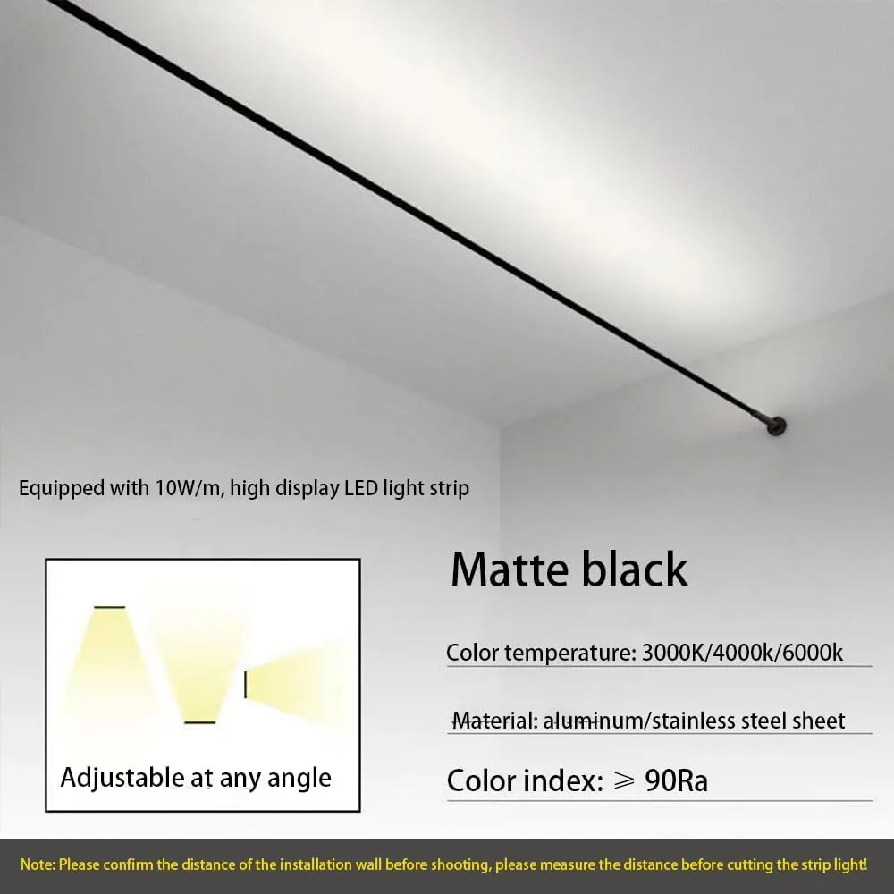 Skyline Steel Strip Light Linear Wall Lamp Strip Family Decoration Steel Bar Villa Aisle Bar DIY Length LED Light Cutting Slim Sconce for Wall Ceiling Floor Lighting,4000K Black 118Inch