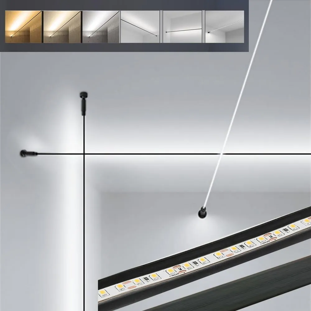 Skyline Steel Strip Light Linear Wall Lamp Strip Family Decoration Steel Bar Villa Aisle Bar DIY Length LED Light Cutting Slim Sconce for Wall Ceiling Floor Lighting,4000K Black 118Inch