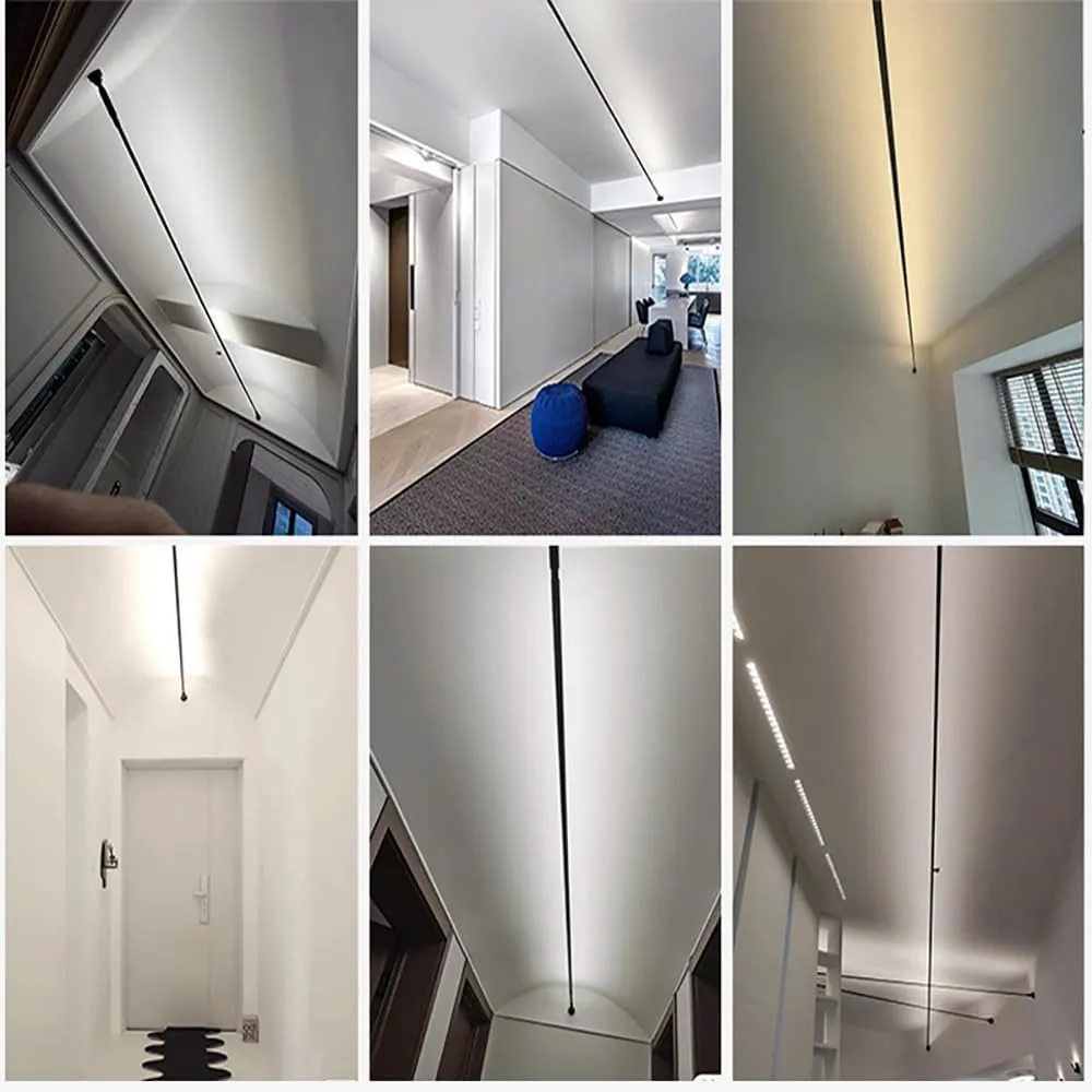 Skyline Steel Strip Light Linear Wall Lamp Strip Family Decoration Steel Bar Villa Aisle Bar DIY Length LED Light Cutting Slim Sconce for Wall Ceiling Floor Lighting,4000K Black 118Inch