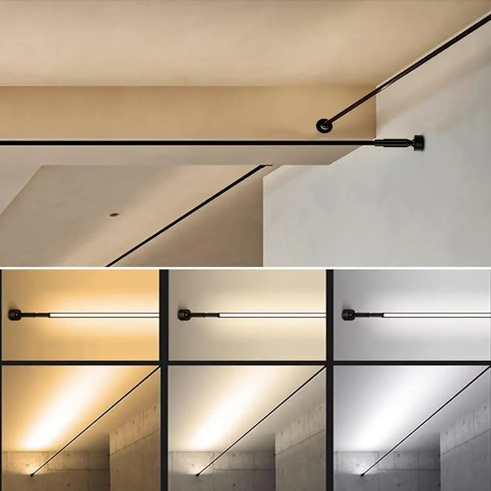 Skyline Steel Strip Light Linear Wall Lamp Strip Family Decoration Steel Bar Villa Aisle Bar DIY Length LED Light Cutting Slim Sconce for Wall Ceiling Floor Lighting,6000K Black 118Inch